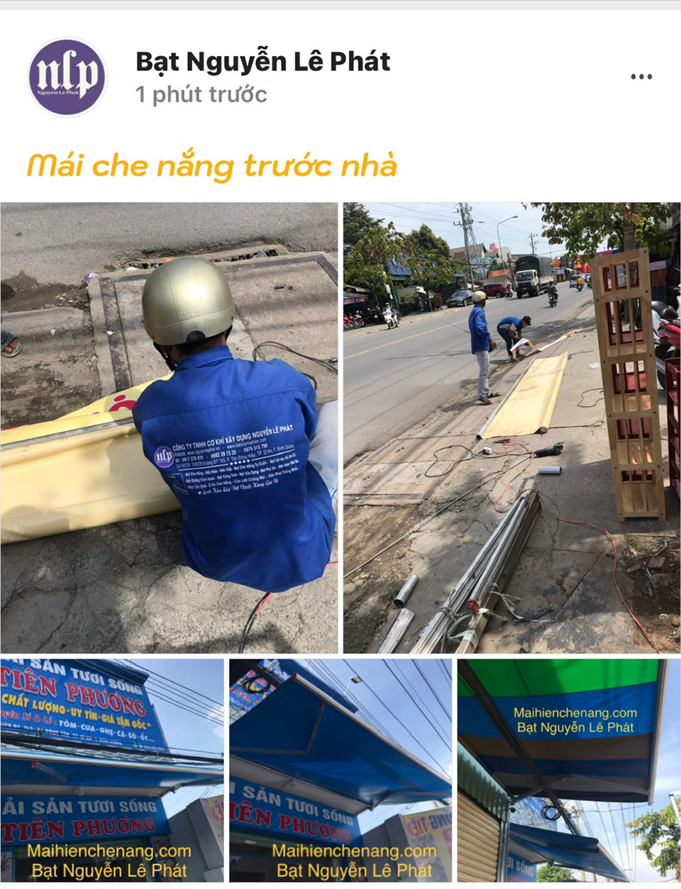 Thi công lắp mái hiên che nắng mưa