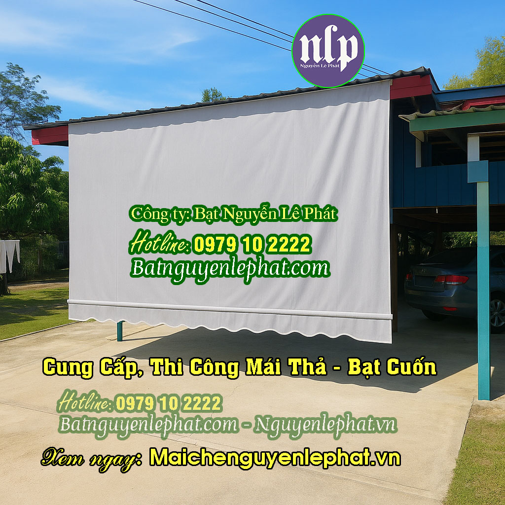 Thi Công Lắp Rèm Bạt Thả Che Nắng Mưa Tự Cuốn Quận 7 HCM