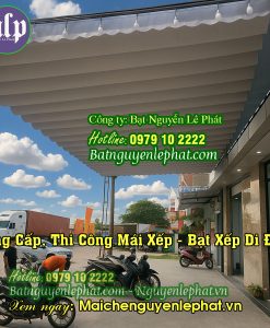 Thi Công Bạt Kéo Tay Lên Xuống Di Động Che Mưa nắng Ngoài Trời Củ Chi